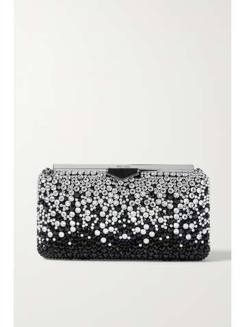 JIMMY CHOO Ellipse crystal-embellished suede clutch