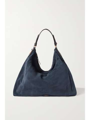 JIMMY CHOO Ana leather-trimmed suede shoulder bag