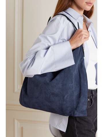 JIMMY CHOO Ana leather-trimmed suede shoulder bag