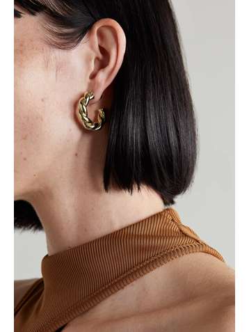 JENNIFER FISHER Double Twisted Lily Huggie gold-plated hoop earrings
