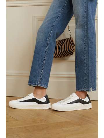 BY FAR Rodina textured-leather and recycled mesh sneakers
