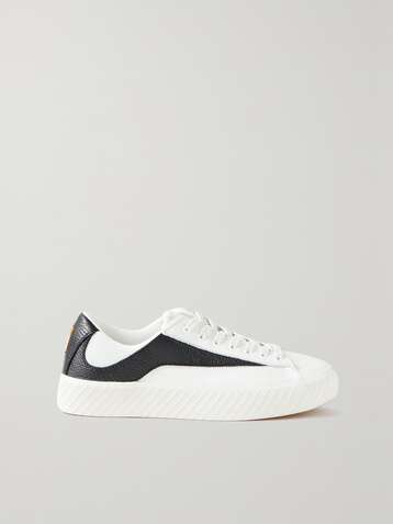 BY FAR Rodina textured-leather and recycled mesh sneakers