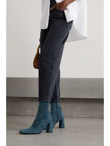 BY FAR Mel stretch-suede sock boots