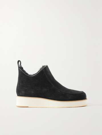 GABRIELA HEARST + NET SUSTAIN Harry Ankle Boots aus Veloursleder mit Shearling-Futter