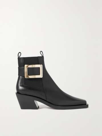 ROGER VIVIER Buckle-embellished leather ankle boots