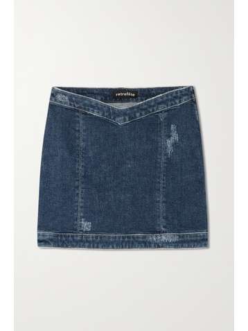 RETROFÊTE Wesley distressed denim mini skirt