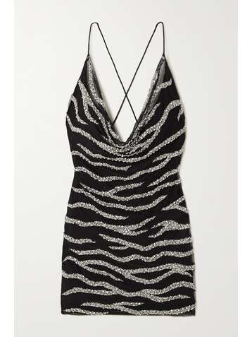 RETROFÊTE Mich sequin-embellished draped tulle mini dress