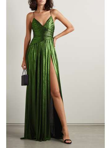 RETROFÊTE Doss pleated lamé gown