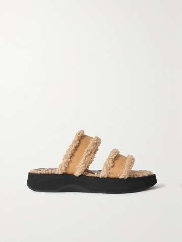 STAUD Siesta faux shearling-lined vegan leather slides