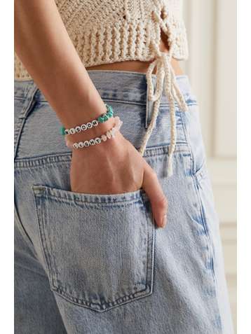 TBALANCE CRYSTALS Set aus zwei Armbändern mit Türkisen, Mondsteinen und Emaille