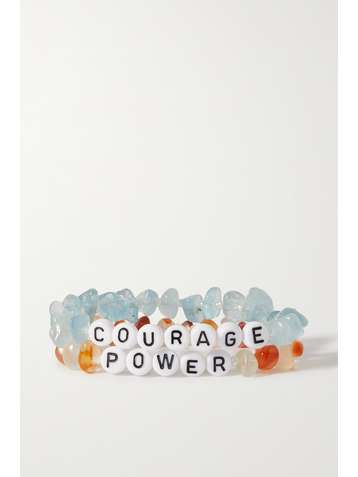 TBALANCE CRYSTALS Set aus zwei Armbändern aus Karneolen und Aquamarinen mit Emaille