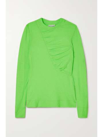 GANNI + NET SUSTAIN ruched organic cotton-jersey top