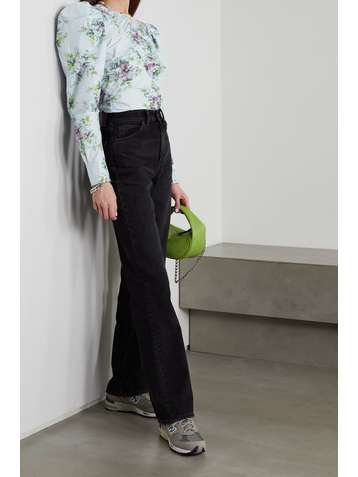 GANNI + NET SUSTAIN Bluse aus Biobaumwollpopeline mit Blumenprint und Raffungen