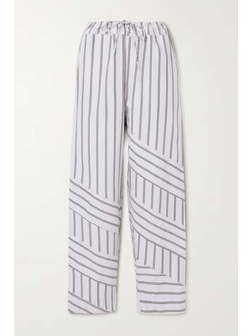 GANNI Pantalon large en popeline de coton biologique à rayures - NET SUSTAIN