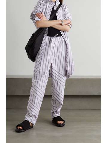 GANNI Pantalon large en popeline de coton biologique à rayures - NET SUSTAIN