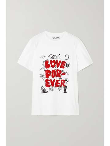 GANNI + NET SUSTAIN T-Shirt aus Biobaumwoll-Jersey mit Print