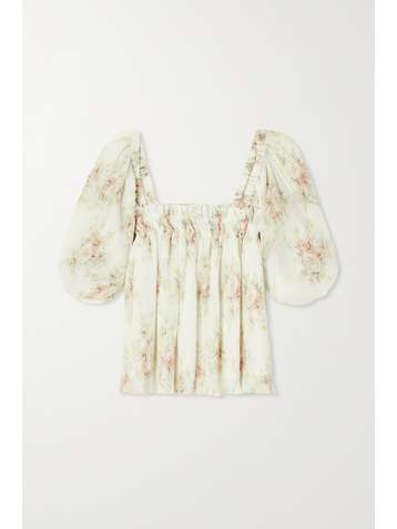 GANNI Bluse aus recyceltem plissiertem Georgette mit Blumenprint