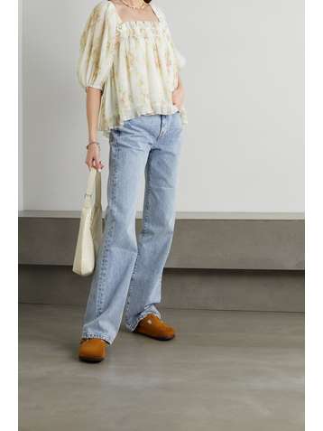 GANNI Bluse aus recyceltem plissiertem Georgette mit Blumenprint