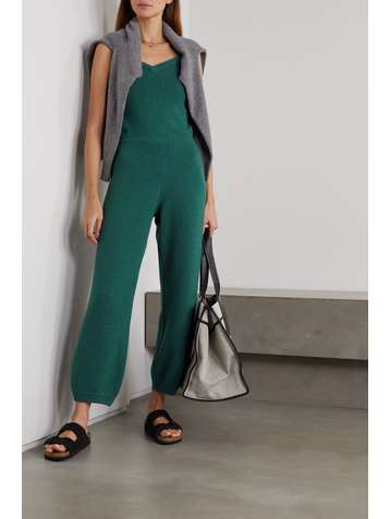 SUZIE KONDI Tank cropped cashmere jumpsuit
