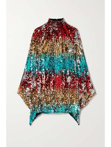 HALPERN Asymmetric sequined satin mini dress