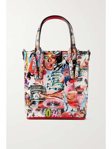 CHRISTIAN LOUBOUTIN Cabata mini spiked printed PVC and leather tote