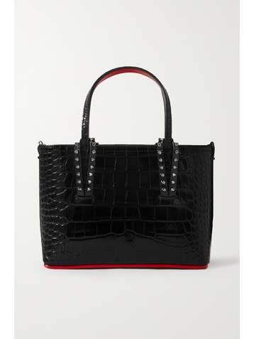 CHRISTIAN LOUBOUTIN Cabata mini spiked croc-effect leather tote