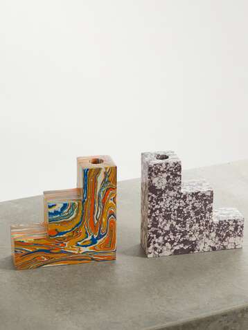 TOM DIXON Serre-livres en marbre recyclé Swirl Stepped