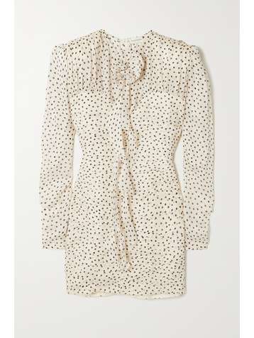 MAGDA BUTRYM Embellished ruched polka-dot silk-chiffon mini dress