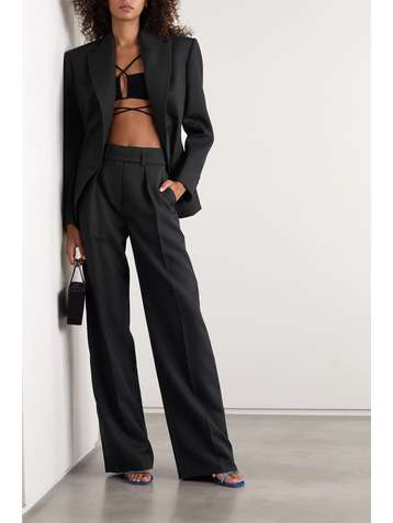 ALEXANDRE VAUTHIER Pantalon large en laine grain de poudre à plis