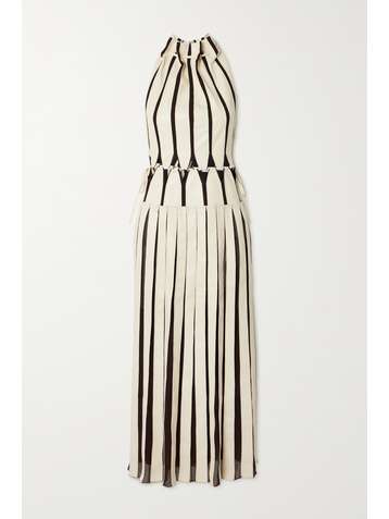 JONATHAN SIMKHAI Yasmin cutout faux leather and chiffon halterneck midi dress