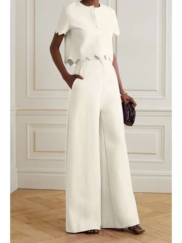 OSCAR DE LA RENTA Wool-blend wide-leg pants