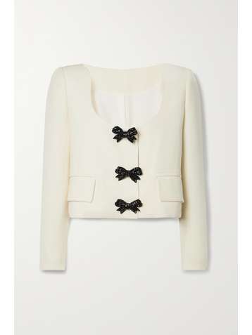 OSCAR DE LA RENTA Crystal-embellished wool-blend jacket