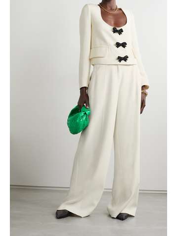 OSCAR DE LA RENTA Crystal-embellished wool-blend jacket