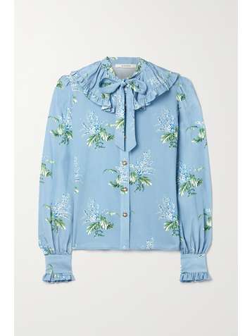 RODARTE Bluse aus Seide mit Blumenprint und Rüschen