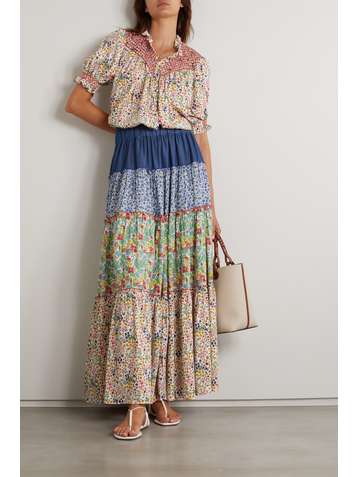 LORETTA CAPONI Bibi patchwork floral-print poplin maxi skirt