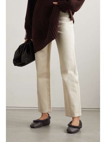 GIANVITO ROSSI Sansa shearling and leather ballet flats