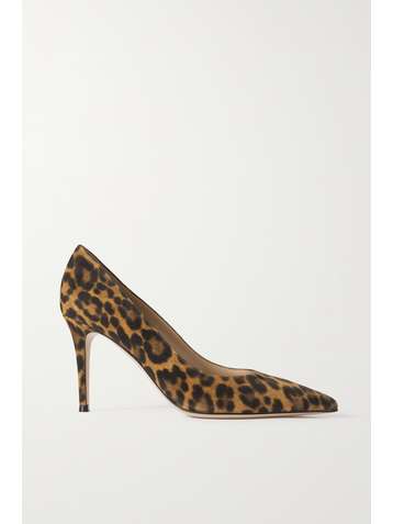 GIANVITO ROSSI 85 Pumps aus Veloursleder mit Leopardenprint