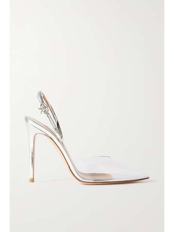 GIANVITO ROSSI Ribbon 105 Slingback-Pumps aus Metallic-Leder und PVC