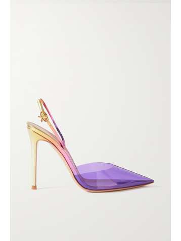 GIANVITO ROSSI Ribbon 105 metallic leather and PVC slingback pumps