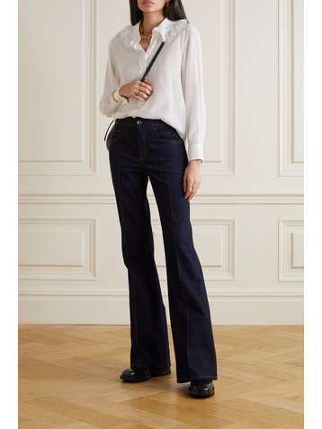 CHLOÉ Lace-trimmed silk crepe de chine blouse