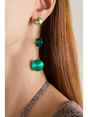OSCAR DE LA RENTA Gold-tone crystal earrings