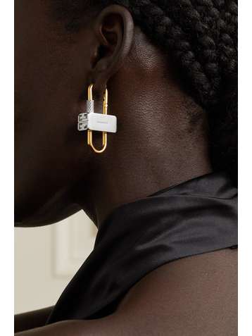 GIVENCHY Lock gold- and silver-tone earrings