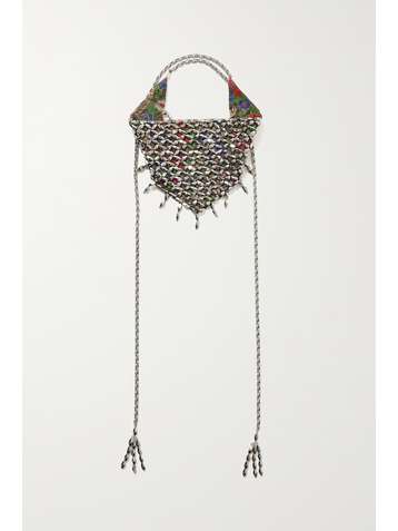 ISABEL MARANT Silver-tone and printed crepe de chine necklace