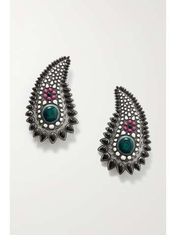 ISABEL MARANT Silver-tone and resin clip earrings