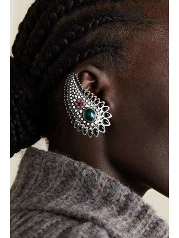 ISABEL MARANT Silver-tone and resin clip earrings