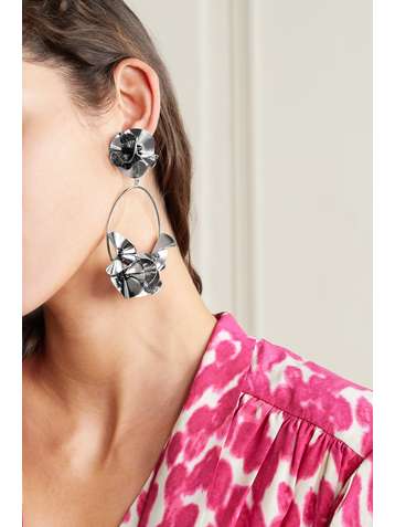 ISABEL MARANT Silver-tone and bead clip earrings