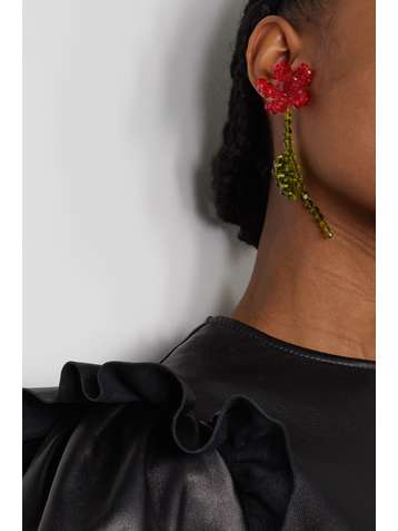 SIMONE ROCHA Flower gold-tone crystal single earring