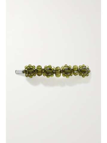 SIMONE ROCHA Barrette en métal argenté et cristaux Flower