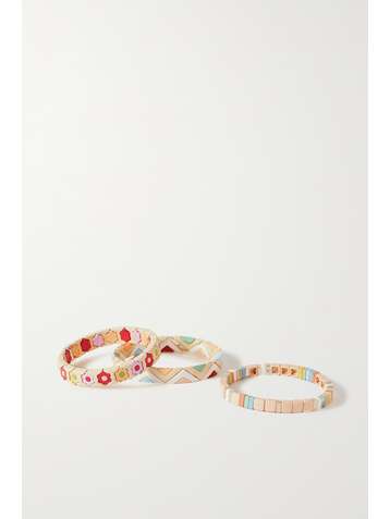 ROXANNE ASSOULIN Set de trois bracelets en émail et métal doré
