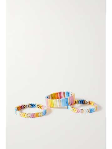 ROXANNE ASSOULIN Lot de trois bracelets en émail et en métal doré Before Sunset